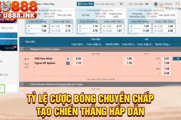 Tỷ lệ cược bóng chuyền chấp tạo chiến thắng hấp dẫn